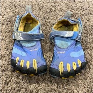 Vibram shoes, worn